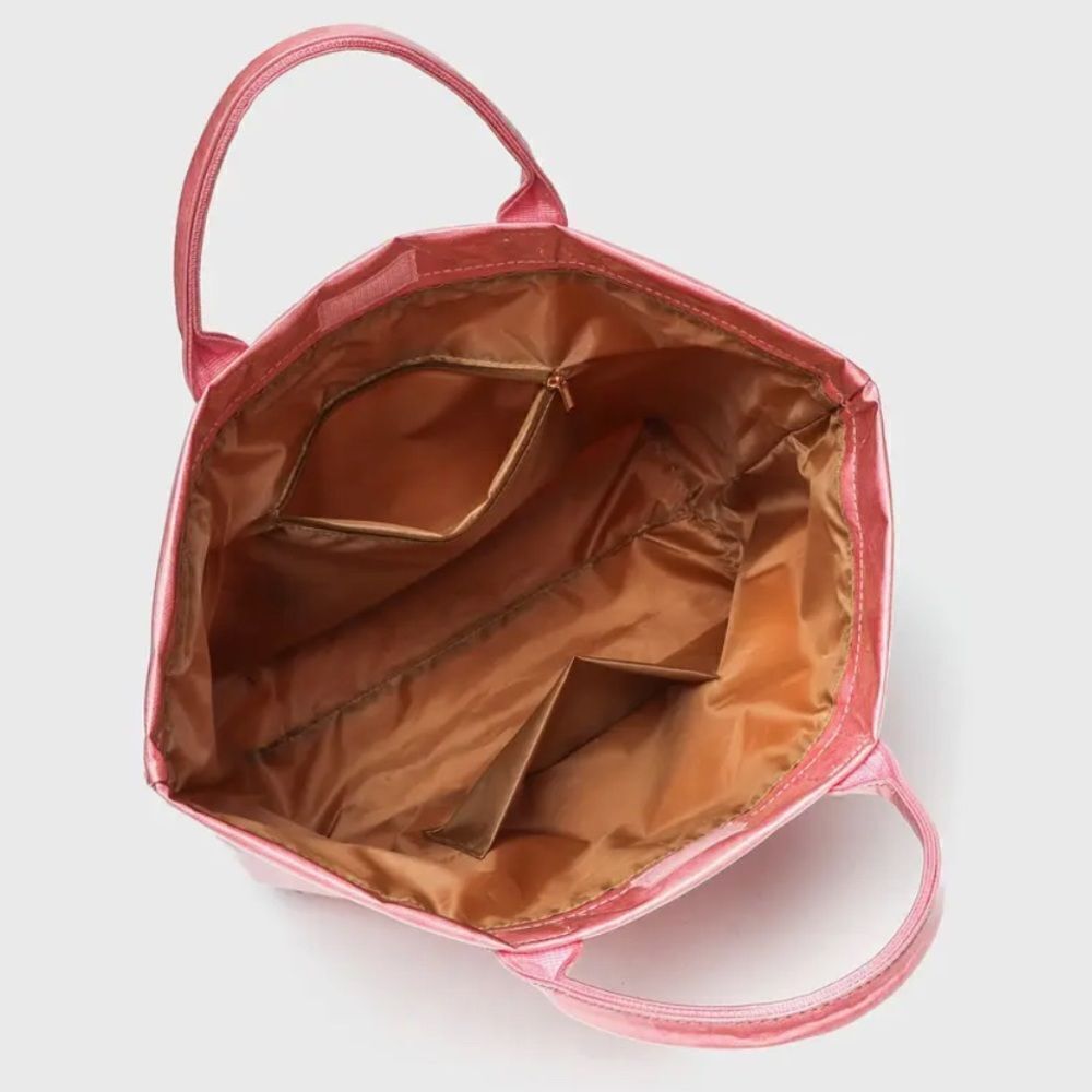 Baby Pastel Pink Vinyl Covered Paper Bag Stylish Tote Bag - Picture 3 of 5